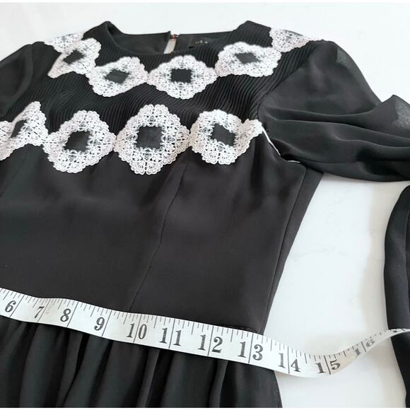 Ted Baker London AVIANAH Applique midi skater dress Lace Trim Fit Flare 1 USA 4 - Picture 13 of 16